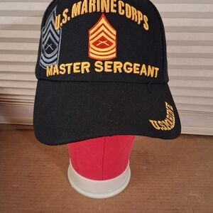U.S. Marine Corps Master Sergeant Embroidered Black Cap